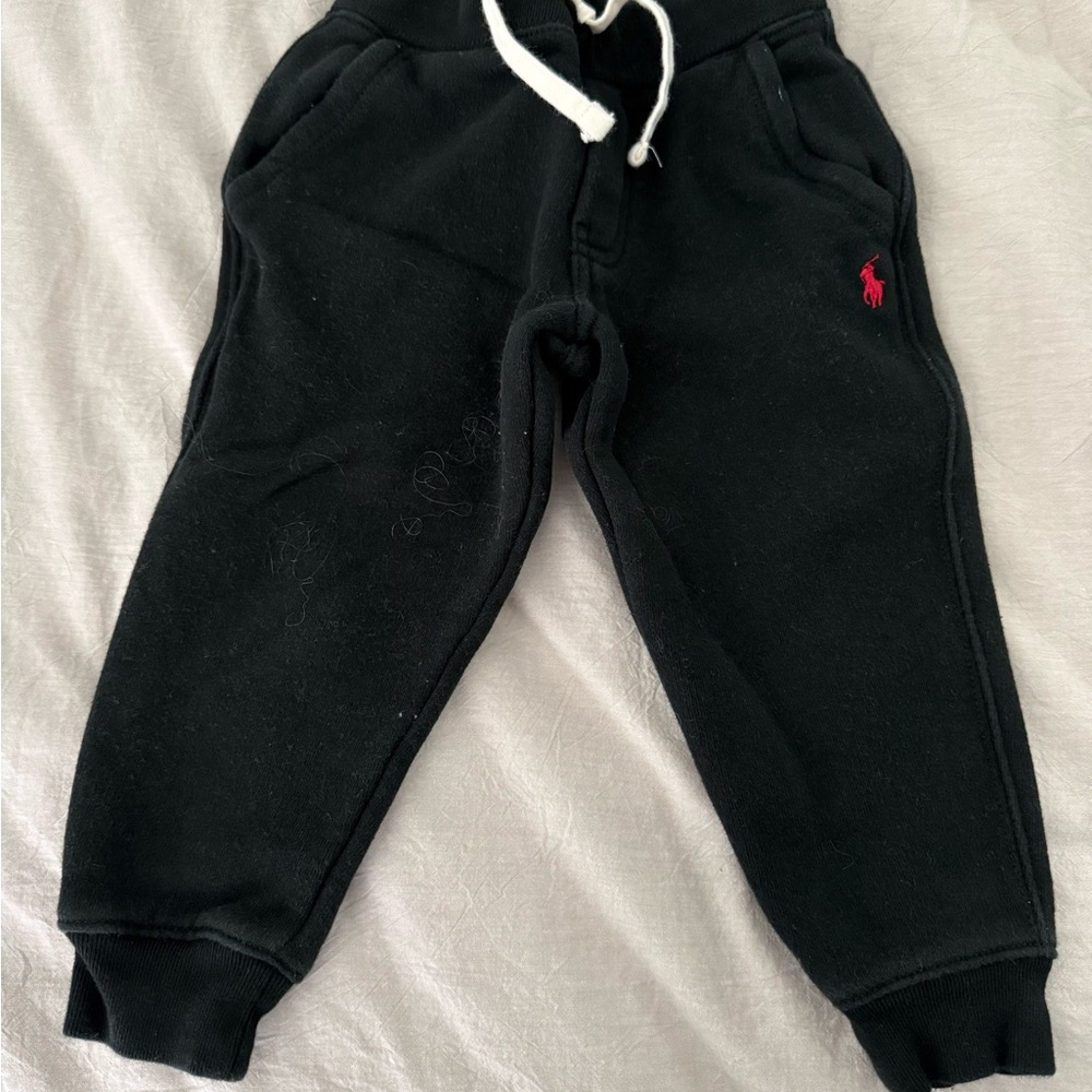 Polo by Ralph Lauren Kids Black Sweatpants with Red Logo